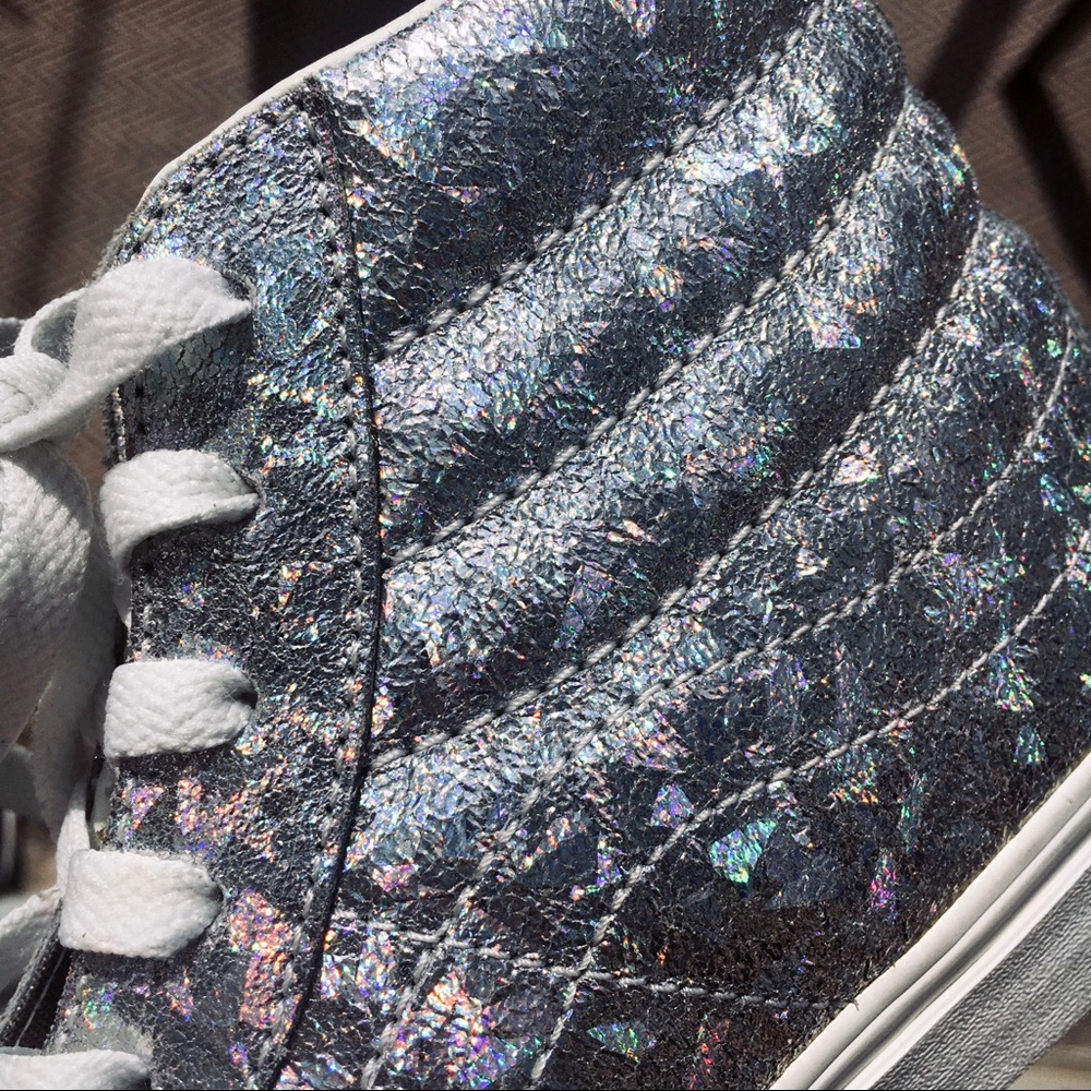 NWOT Vans! Silver Metallic Flake Sk8 Hi sneakers
